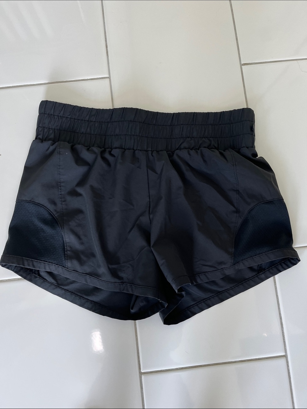 Marika Black Athletic Running Shorts with Mesh Panels